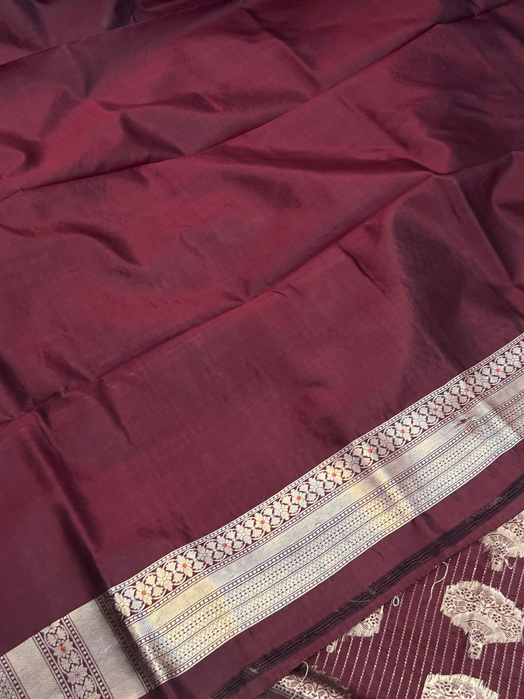 Brown Pure Katan silk Handloom Banarasi Saree