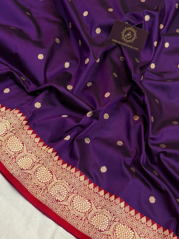 Purple Pure Banarasi Handloom Katan Silk Saree