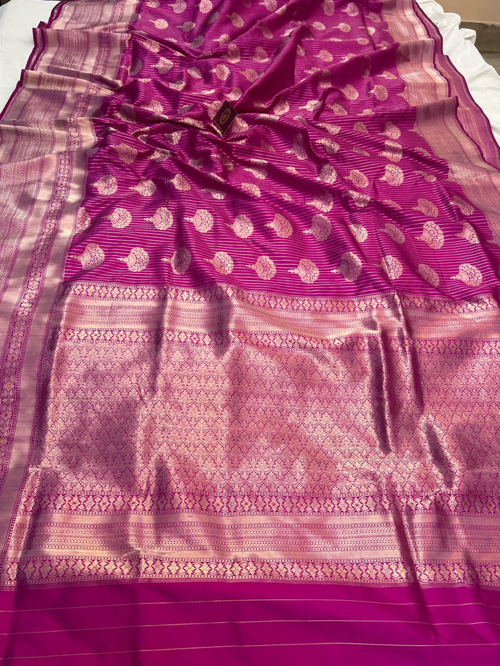 Purple Pure Katan silk Handloom Banarasi Saree