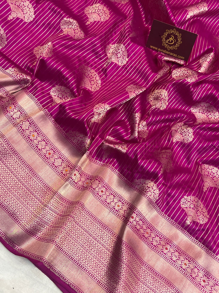 Purple Pure Katan silk Handloom Banarasi Saree