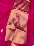 Rani Pink Banarasi Handloom Kora Silk Saree - Aura Benaras