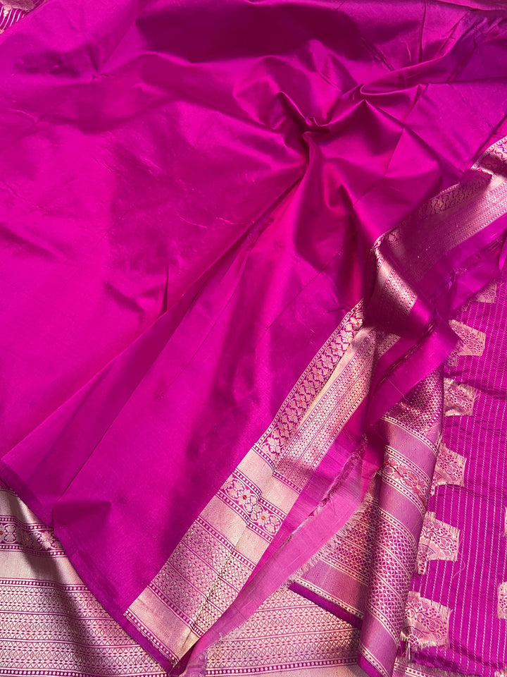 Purple Pure Katan silk Handloom Banarasi Saree