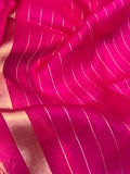 Rani Pink Banarasi Handloom Kora Silk Saree - Aura Benaras