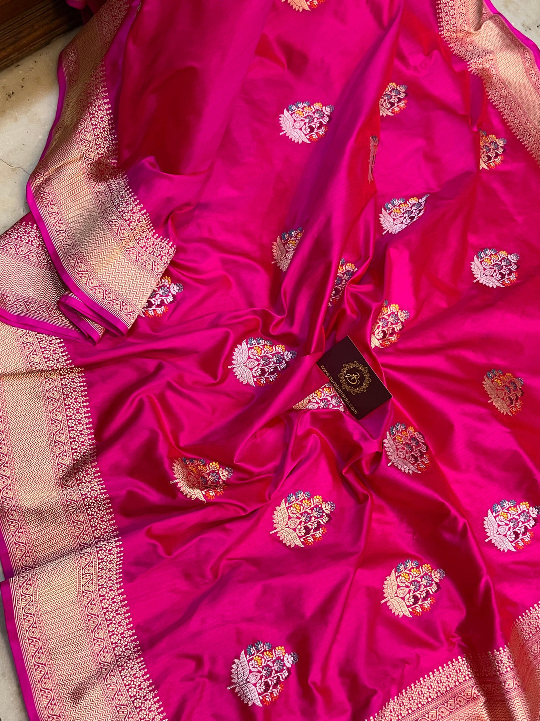 Rani Pink Banarasi Handloom Katan Silk Saree - Aura Benaras