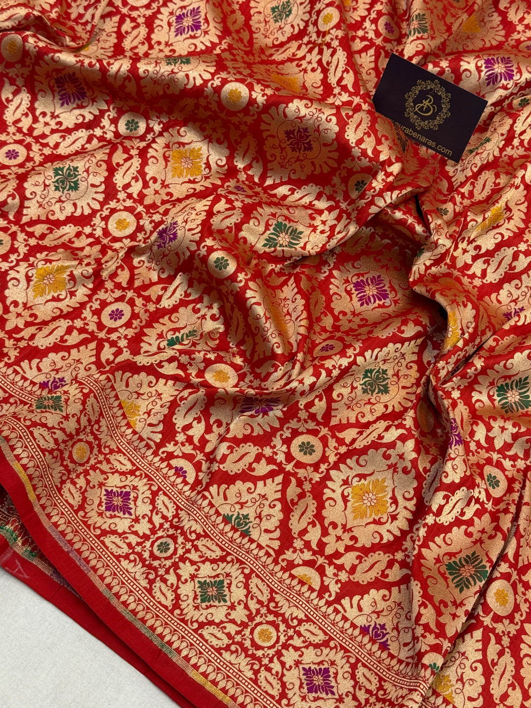 Red Pure Katan silk Handloom Banarasi Saree