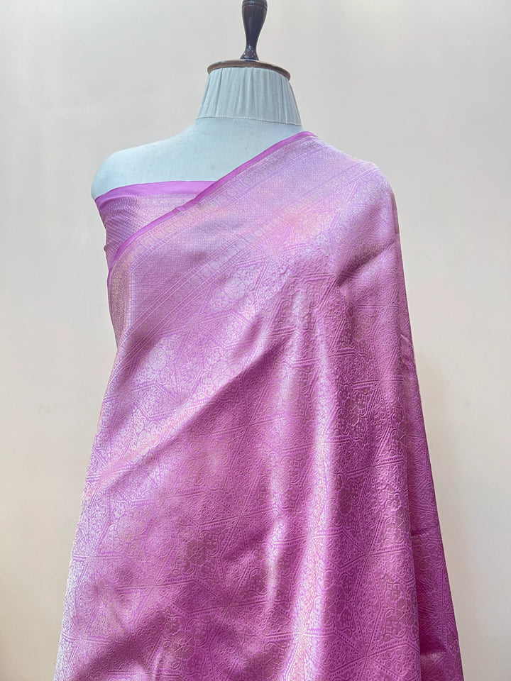 Lavender Pure Katan silk Handloom Banarasi Saree