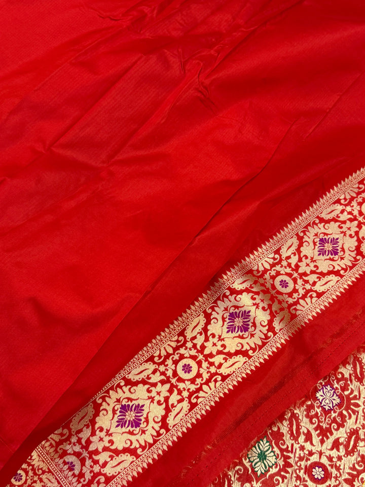 Red Pure Katan silk Handloom Banarasi Saree