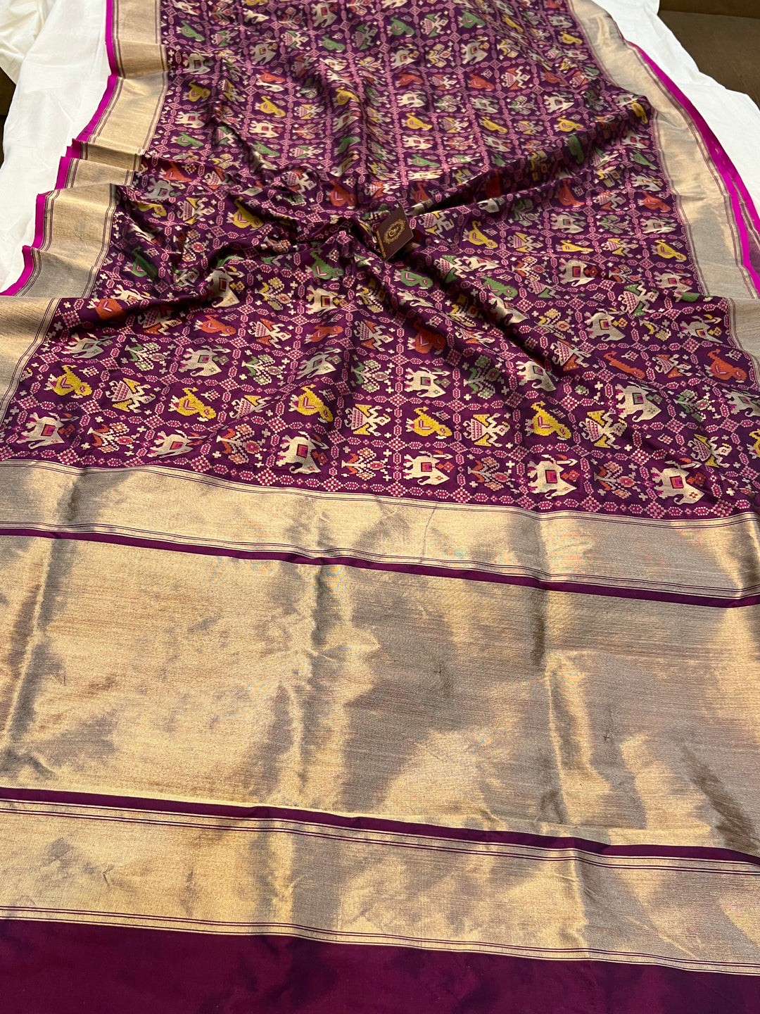 Wine Meenakari Handloom Pure Katan Silk Saree - Aura Benaras