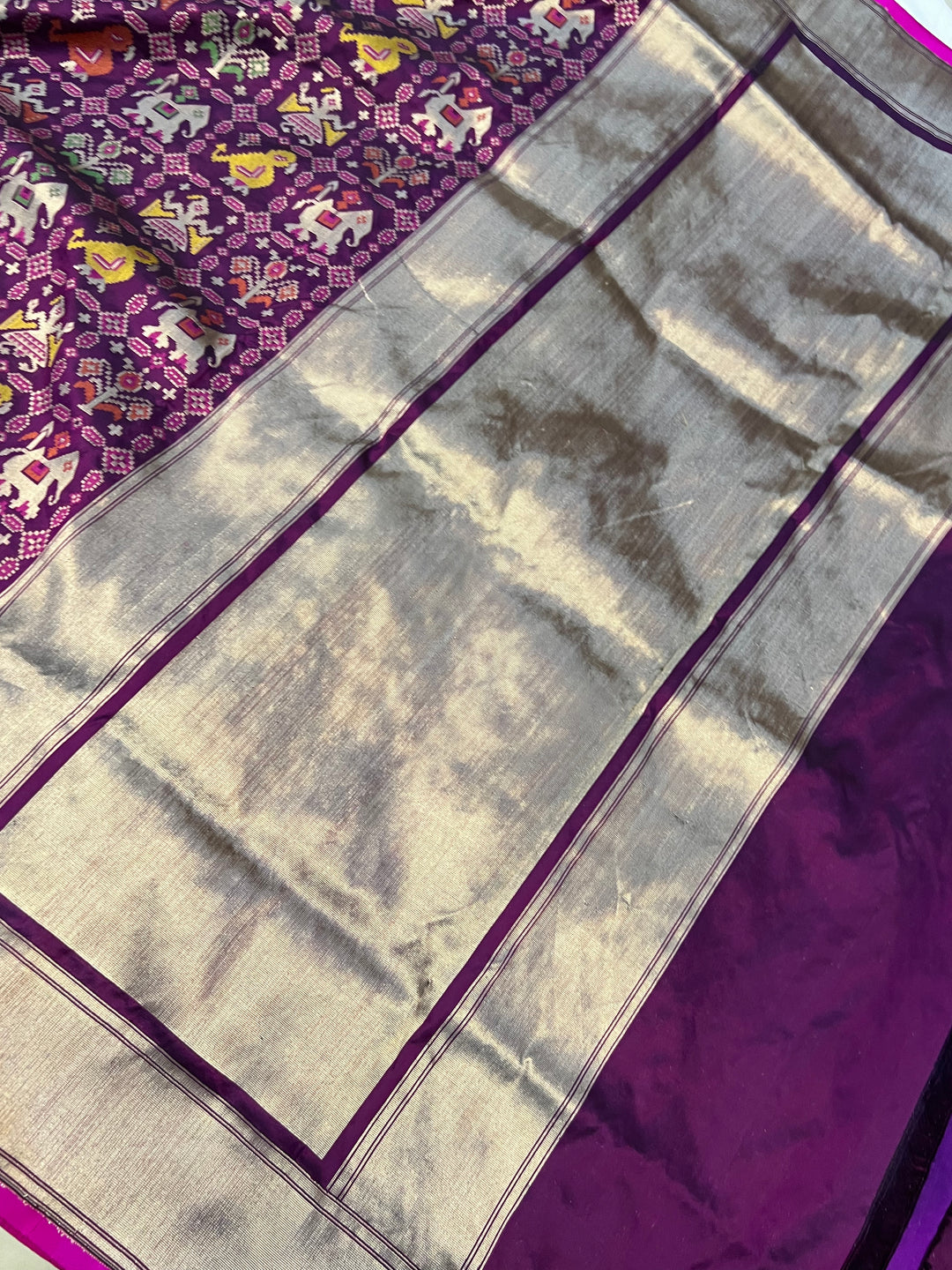 Wine Meenakari Handloom Pure Katan Silk Saree - Aura Benaras