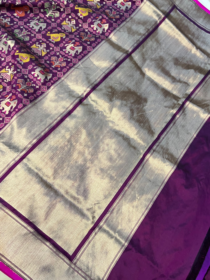 Wine Meenakari Handloom Pure Katan Silk Saree - Aura Benaras