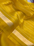 Yellow Banarasi Handloom Kora Silk Saree