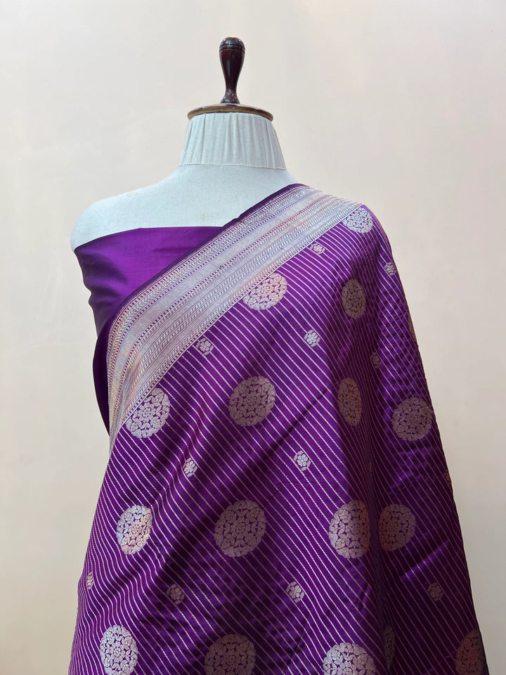 Purple Pure Katan silk Handloom Banarasi Saree