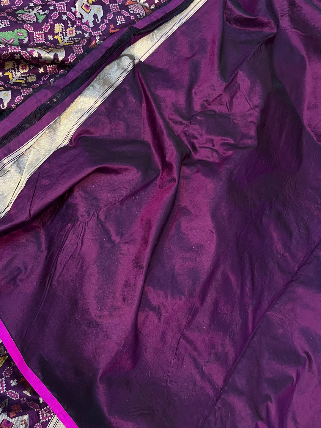 Wine Meenakari Handloom Pure Katan Silk Saree - Aura Benaras