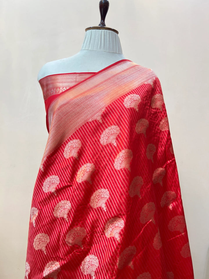 Red Pure Katan silk Handloom Banarasi Saree