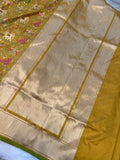 Mustard Meenakari Handloom Pure Katan Silk Saree - Aura Benaras