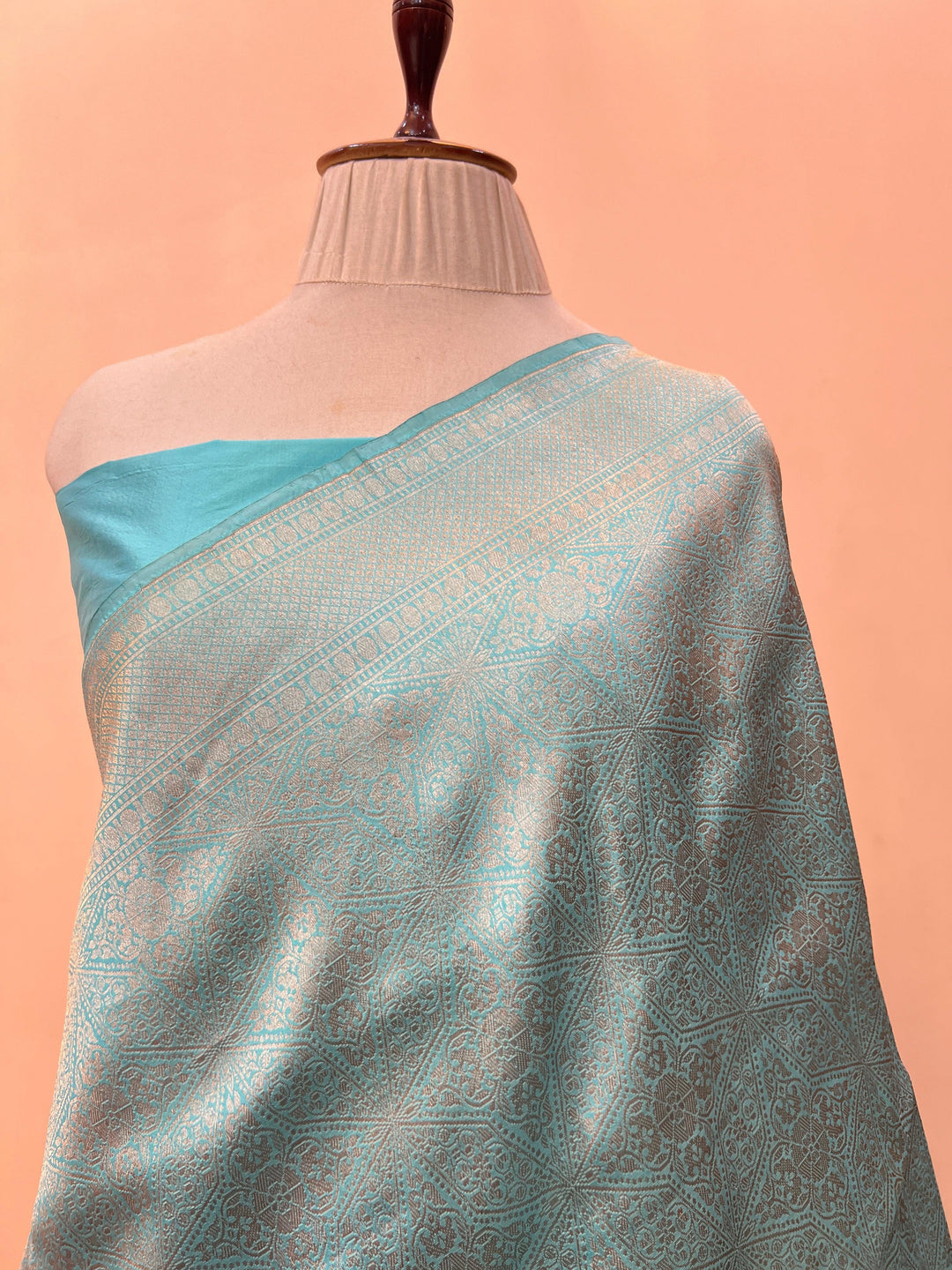 Sky Blue Pure Katan silk Handloom Banarasi Saree