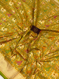 Mustard Meenakari Handloom Pure Katan Silk Saree - Aura Benaras