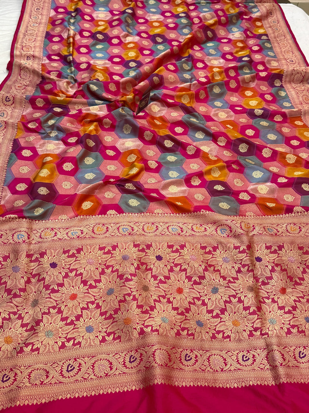 Rani Pink Pure Katan Silk Banarasi Handloom Saree