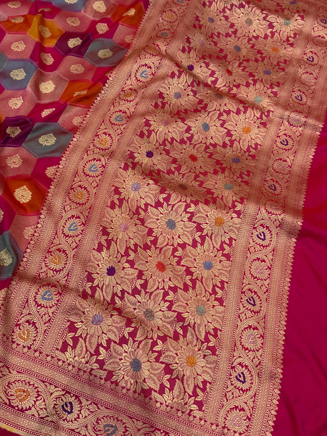 Rani Pink Pure Katan Silk Banarasi Handloom Saree