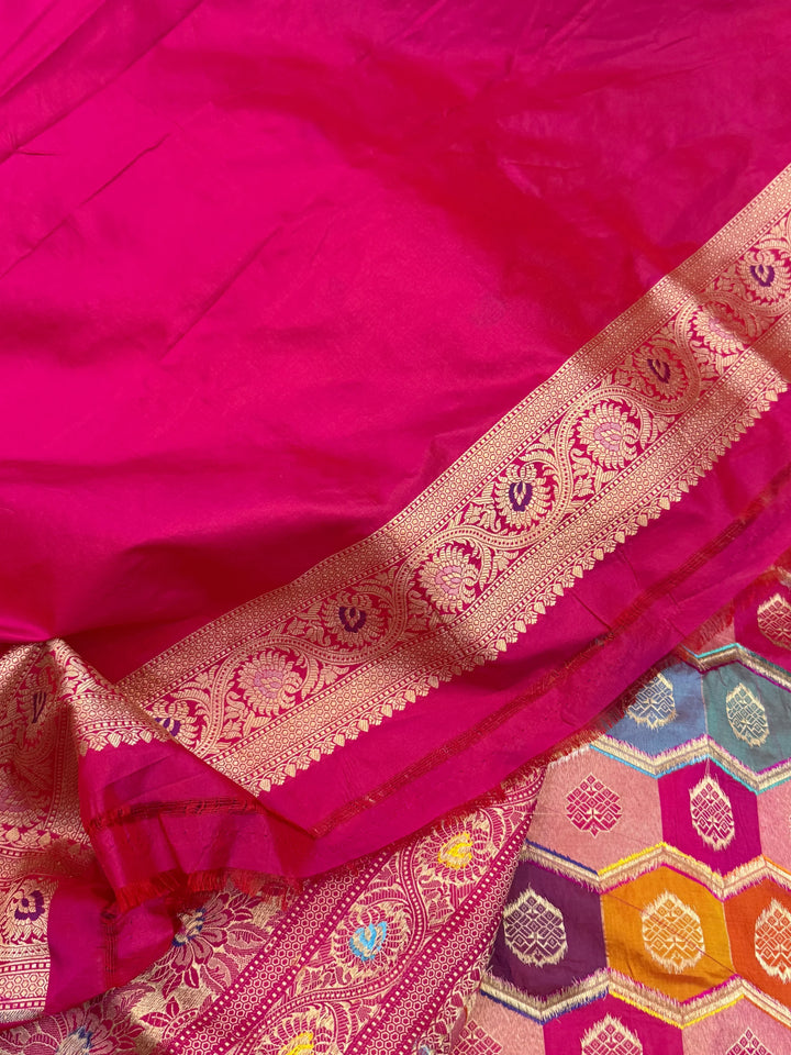 Rani Pink Pure Katan Silk Banarasi Handloom Saree
