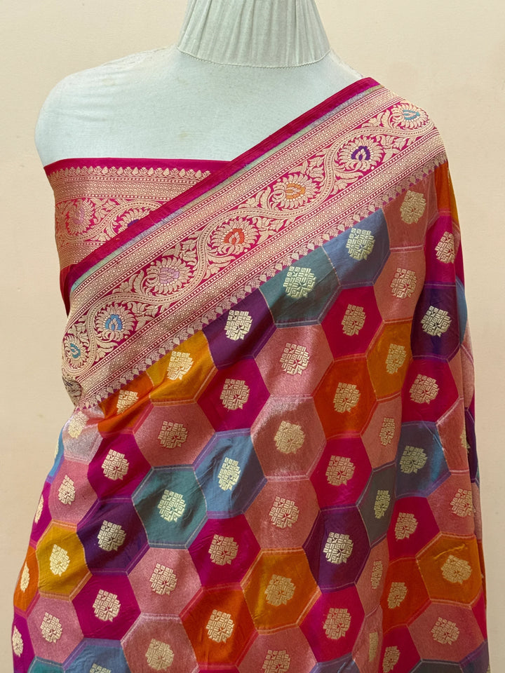 Rani Pink Pure Katan Silk Banarasi Handloom Saree