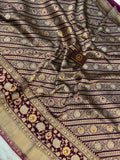 Wine Jamawar Pure Banarasi Handloom Katan Silk Saree - Aura Benaras