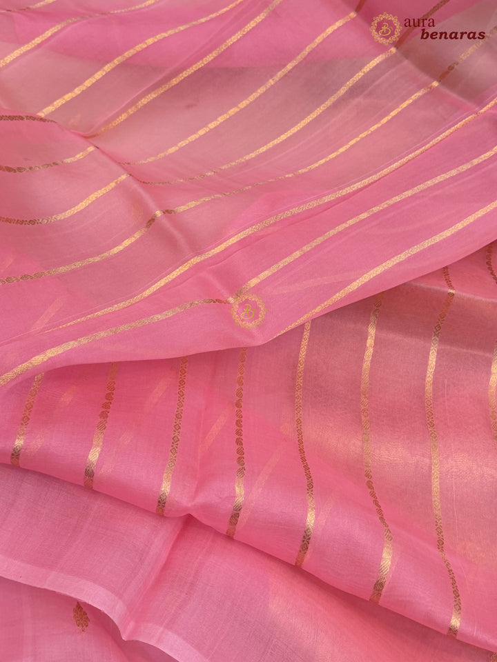 Cream - Pink shaded Kora Silk Banarasi Saree with Sona Rupa Butis 