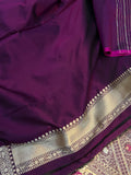 Wine Jamawar Pure Banarasi Handloom Katan Silk Saree - Aura Benaras