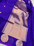 Purple Banarasi Handloom Kora Silk Saree - Aura Benaras