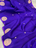 Purple Banarasi Handloom Kora Silk Saree - Aura Benaras