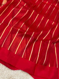 Red Pure Banarasi Handloom Kora Silk Saree - Aura Benaras