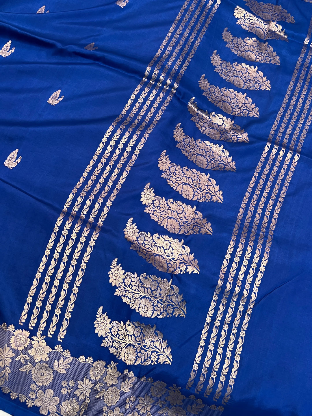 Deep Blue Pure Katan Silk Banarasi Handloom Saree