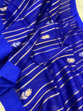 Royal Blue Pure Banarasi Handloom Kora Silk Saree - Aura Benaras