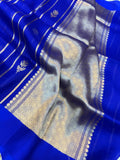 Royal Blue Pure Banarasi Handloom Kora Silk Saree - Aura Benaras