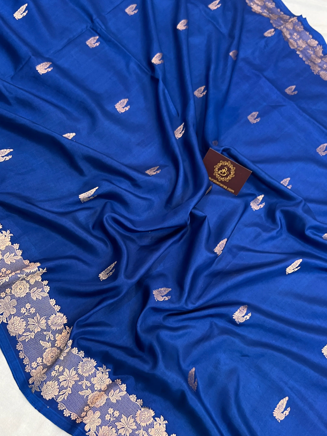 Deep Blue Pure Katan Silk Banarasi Handloom Saree