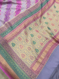 Lavender Rangkaat Pure Banarasi Khaddi Georgette Saree - Aura Benaras