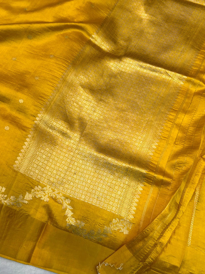 Yellow Pure Silk Handloom Banarasi Saree