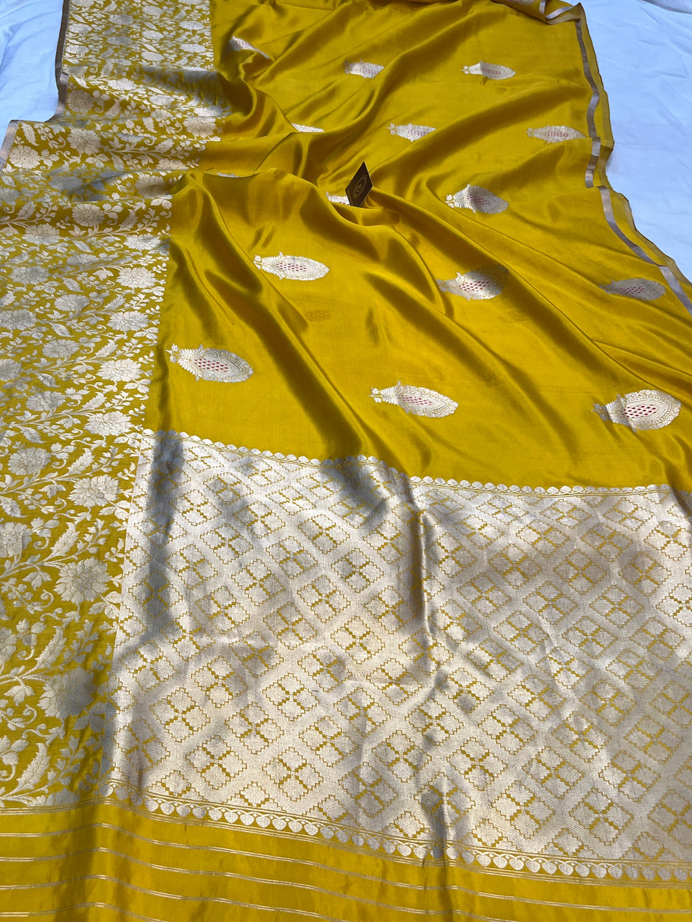 Mustard Yellow Pure Silk Handloom Banarasi Saree