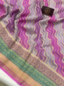 Lavender Rangkaat Pure Banarasi Khaddi Georgette Saree - Aura Benaras