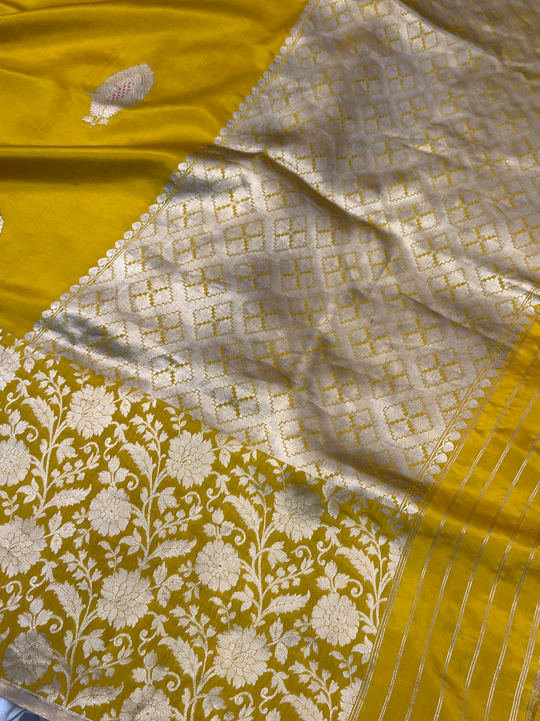 Mustard Yellow Pure Silk Handloom Banarasi Saree