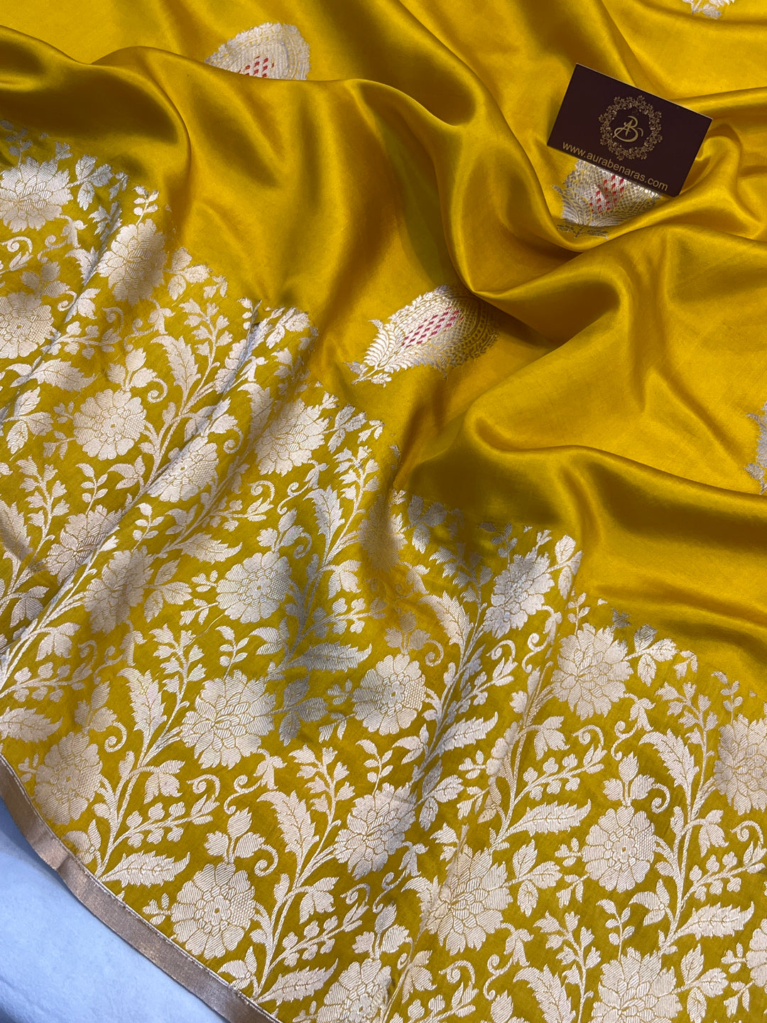 Mustard Yellow Pure Silk Handloom Banarasi Saree