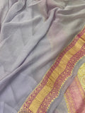 Lavender Rangkaat Pure Banarasi Khaddi Georgette Saree - Aura Benaras