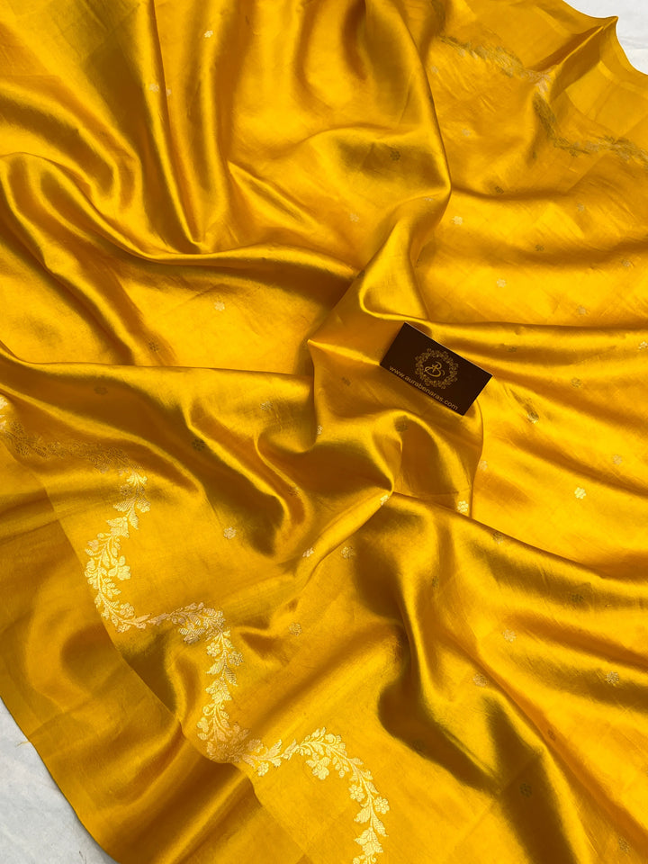 Yellow Pure Silk Handloom Banarasi Saree