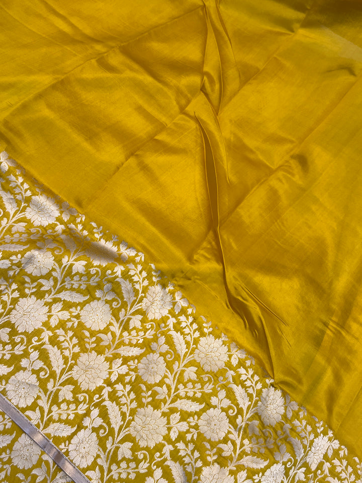 Mustard Yellow Pure Silk Handloom Banarasi Saree