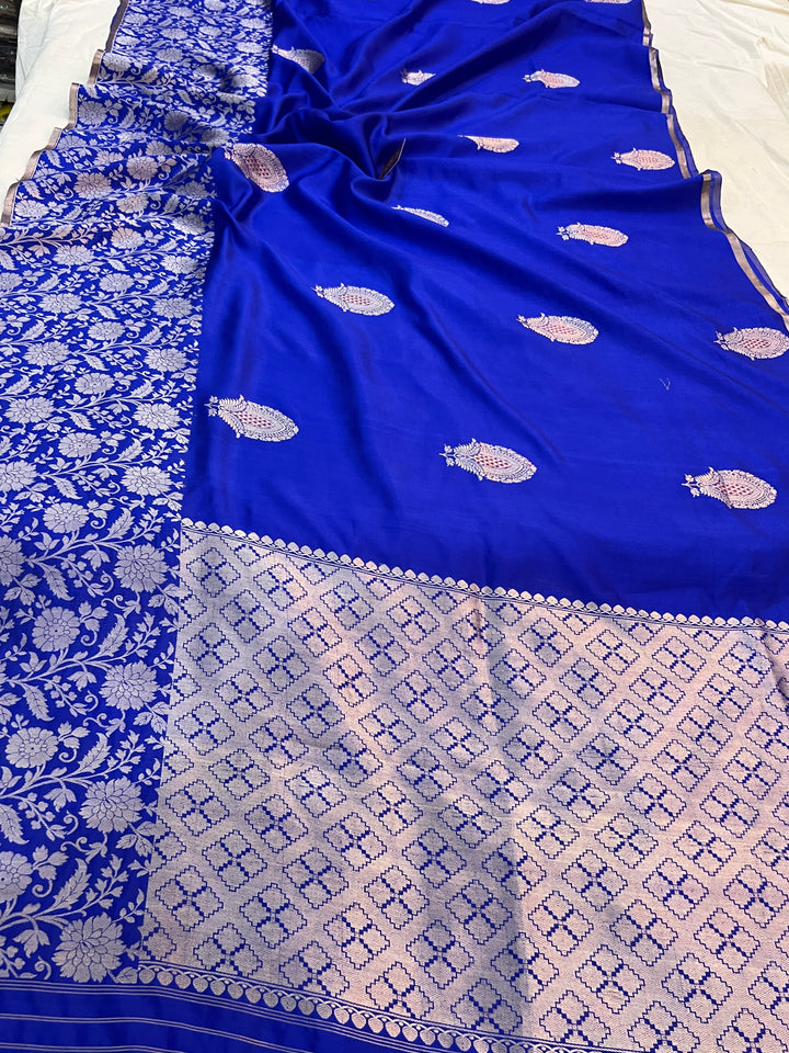 Royal Blue Pure Silk Handloom Banarasi Saree