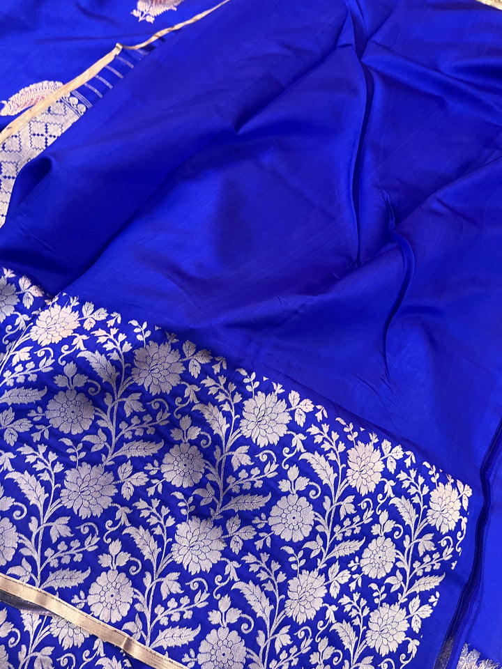 Royal Blue Pure Silk Handloom Banarasi Saree