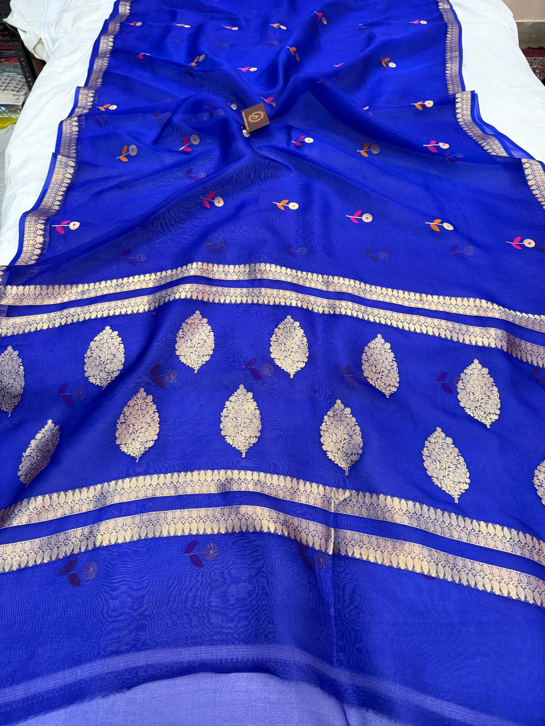 Royal Blue Silk Banarasi Saree with Kadhwa Zari & Meenakari