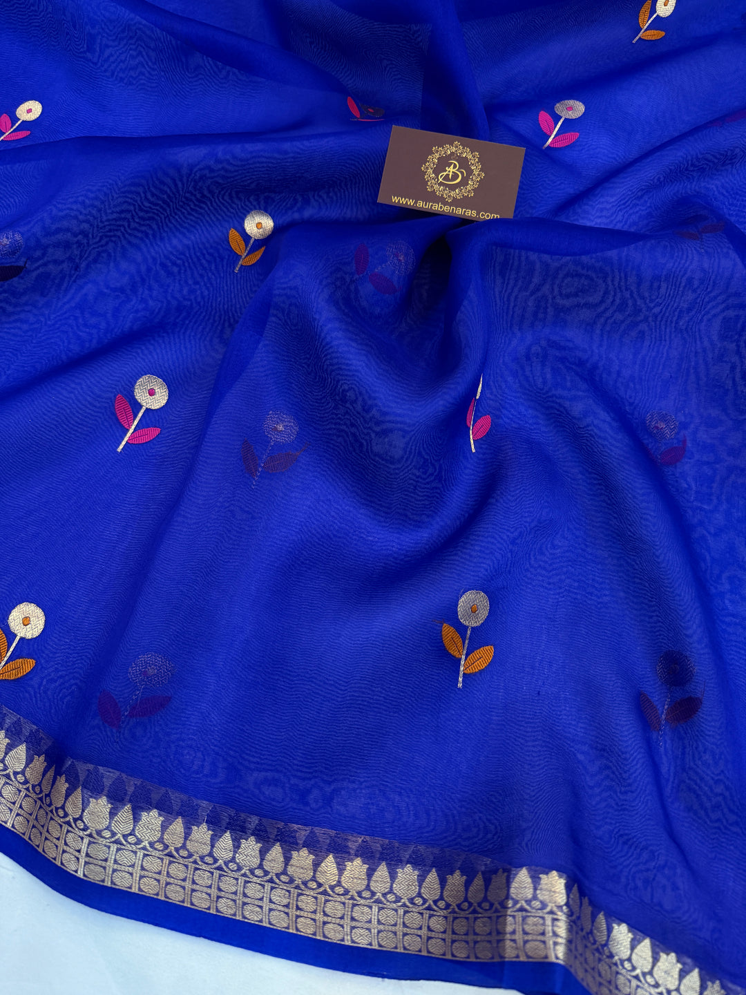 Royal Blue Silk Banarasi Saree with Kadhwa Zari & Meenakari