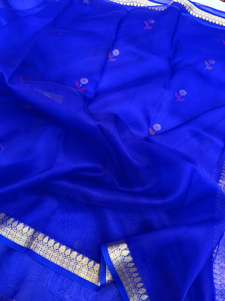 Royal Blue Silk Banarasi Saree with Kadhwa Zari & Meenakari