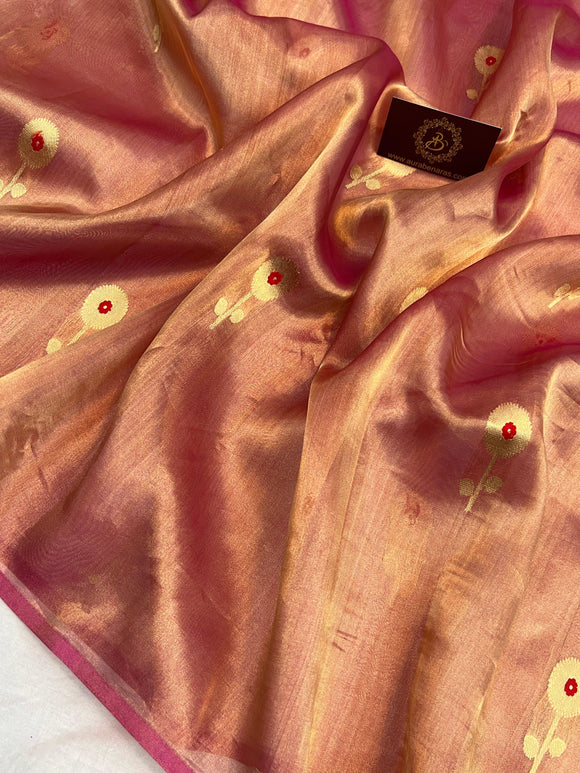 Pink Pure Tissue Silk Handloom Banarasi Saree